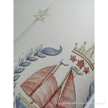Boat Design Wallpaper For Children Room Decoration